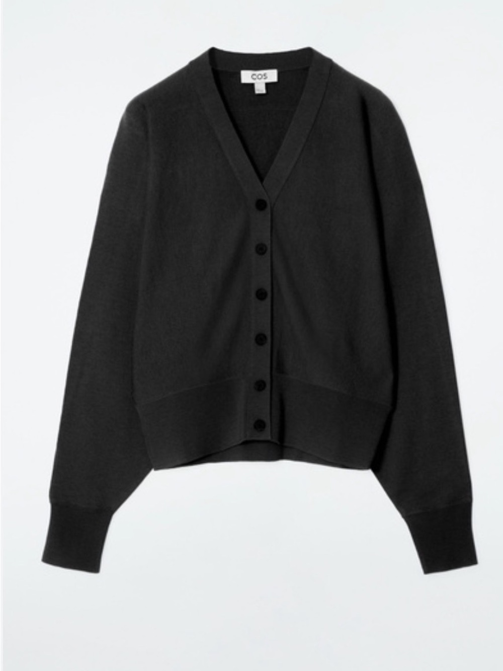 COS Black V-Neck Button Front Cardigan